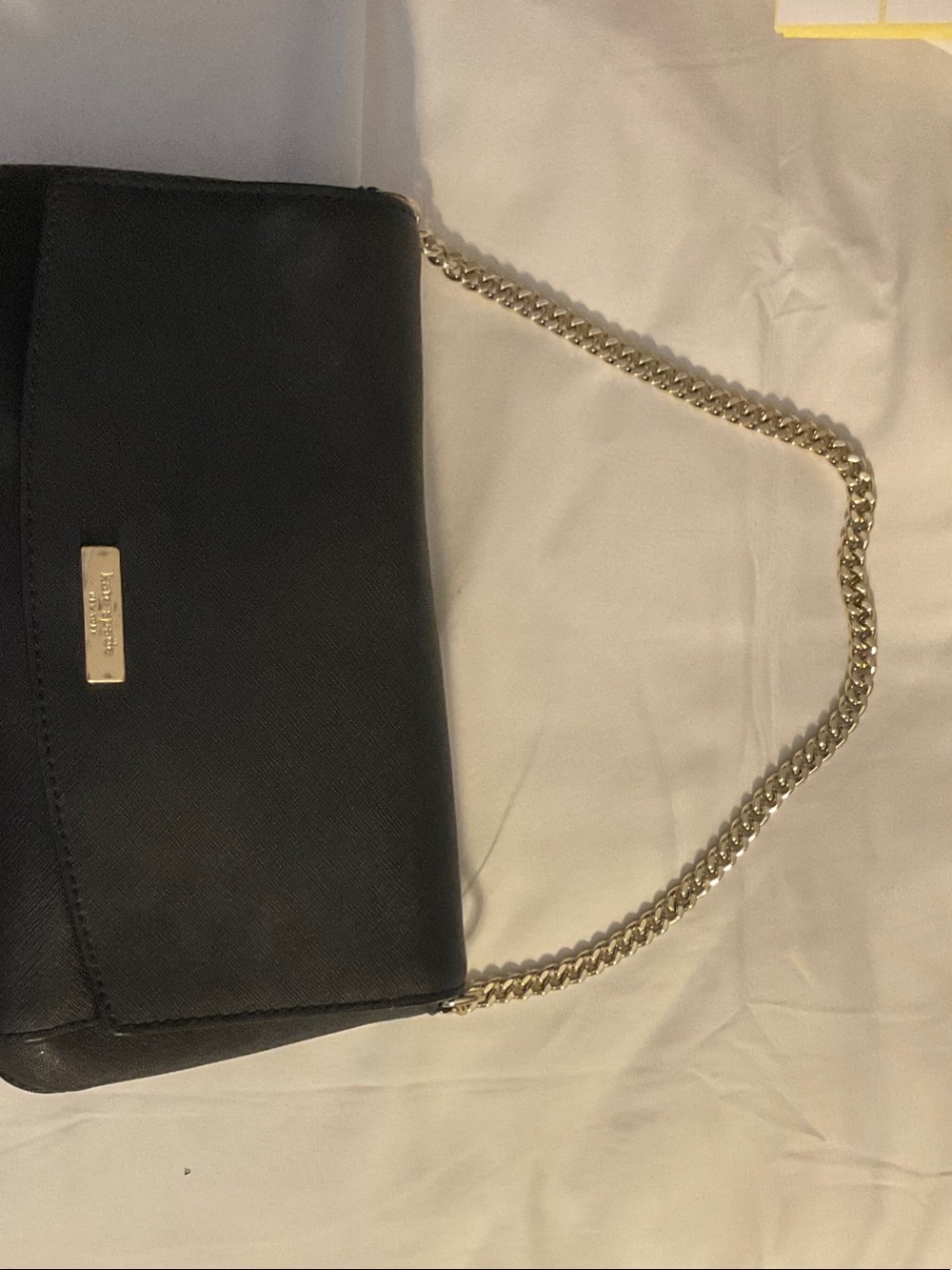 kate spade black shoulder bag with gold chain